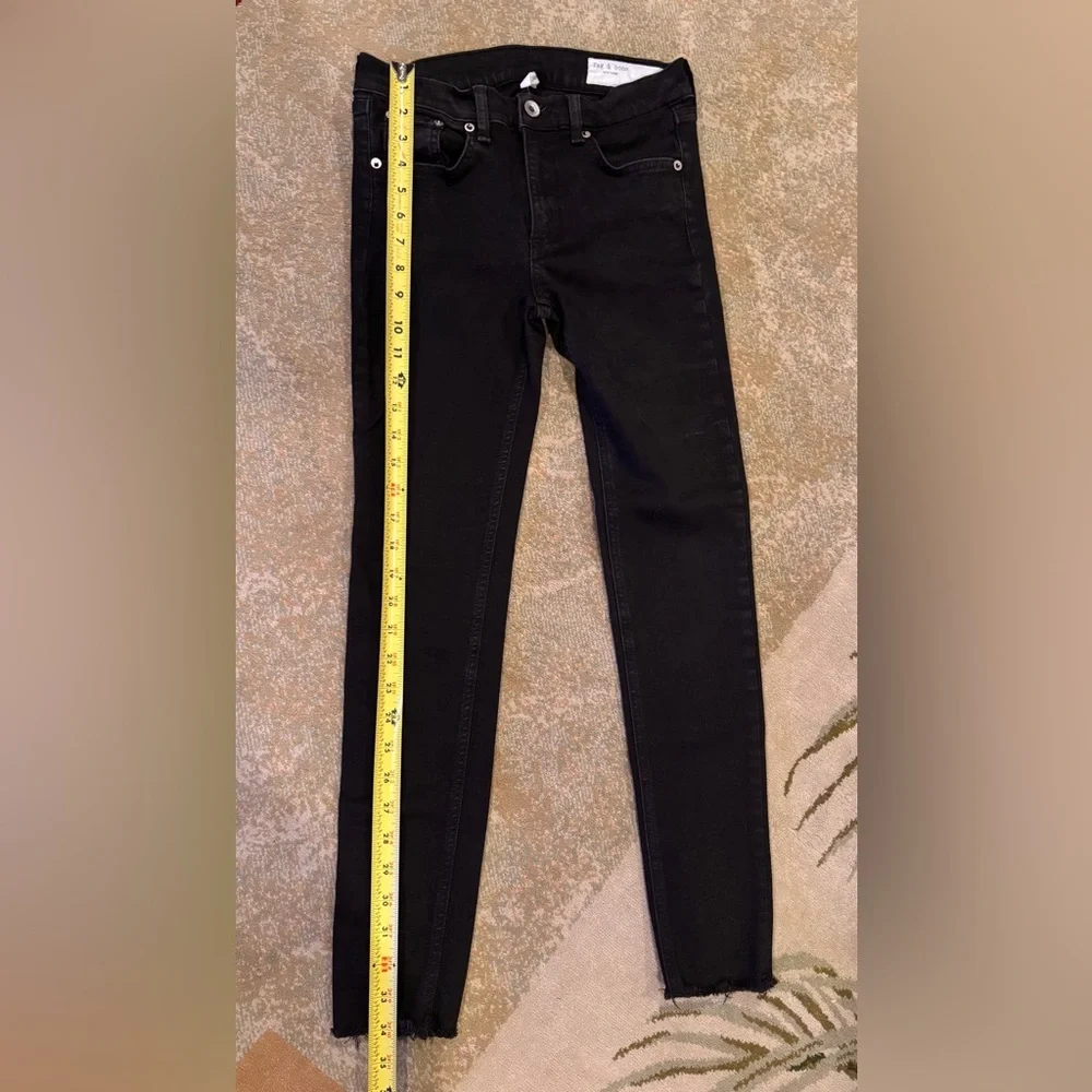 rag & bone Ankle Skinny Jeans Women’s 27 Black Raw Hem Stretch Denim